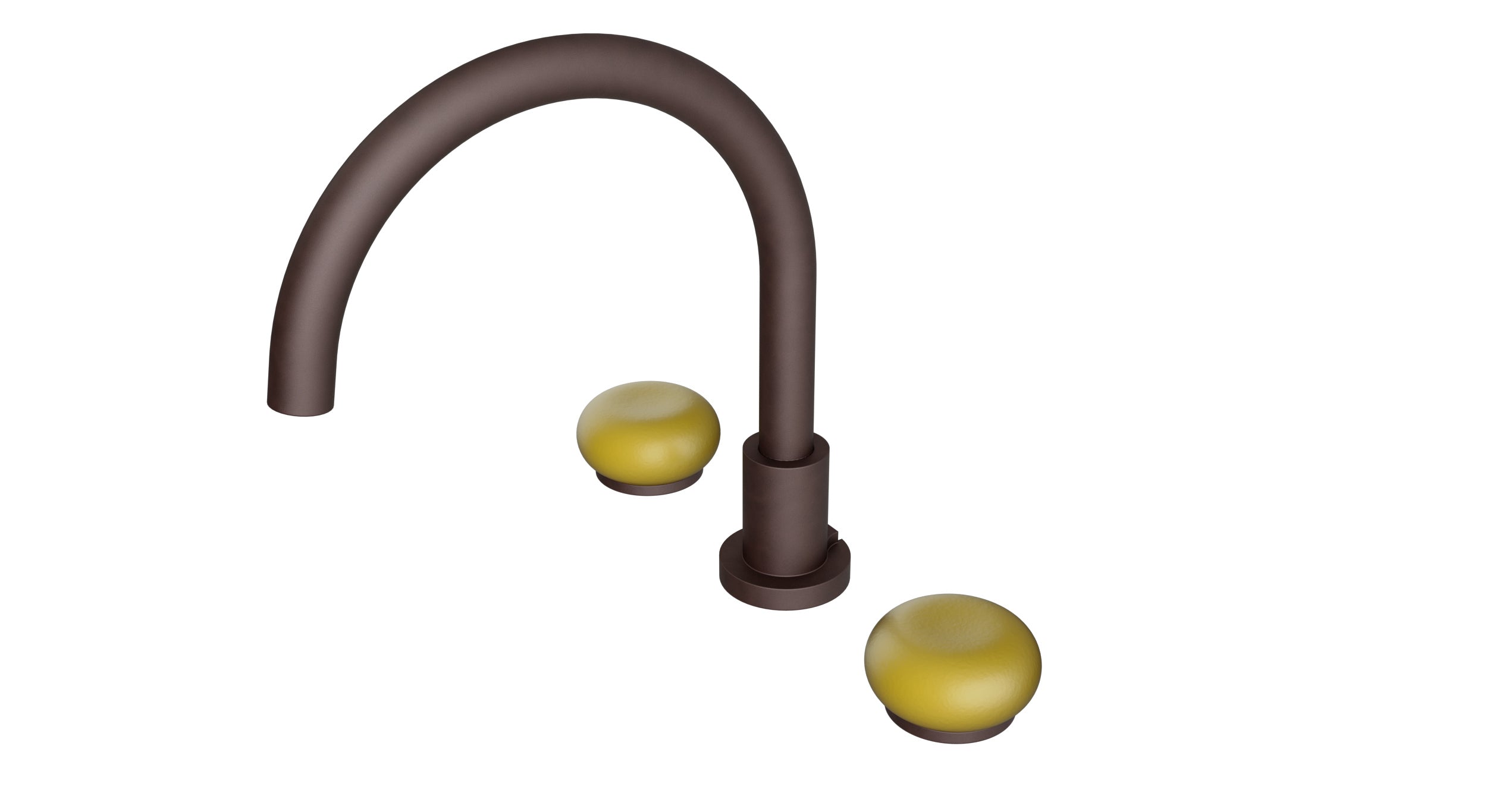 Foundry Two Handle Deck Mount Gooseneck Bath Trim with Pebble Ceramic Knob Handles in Architectural Copper