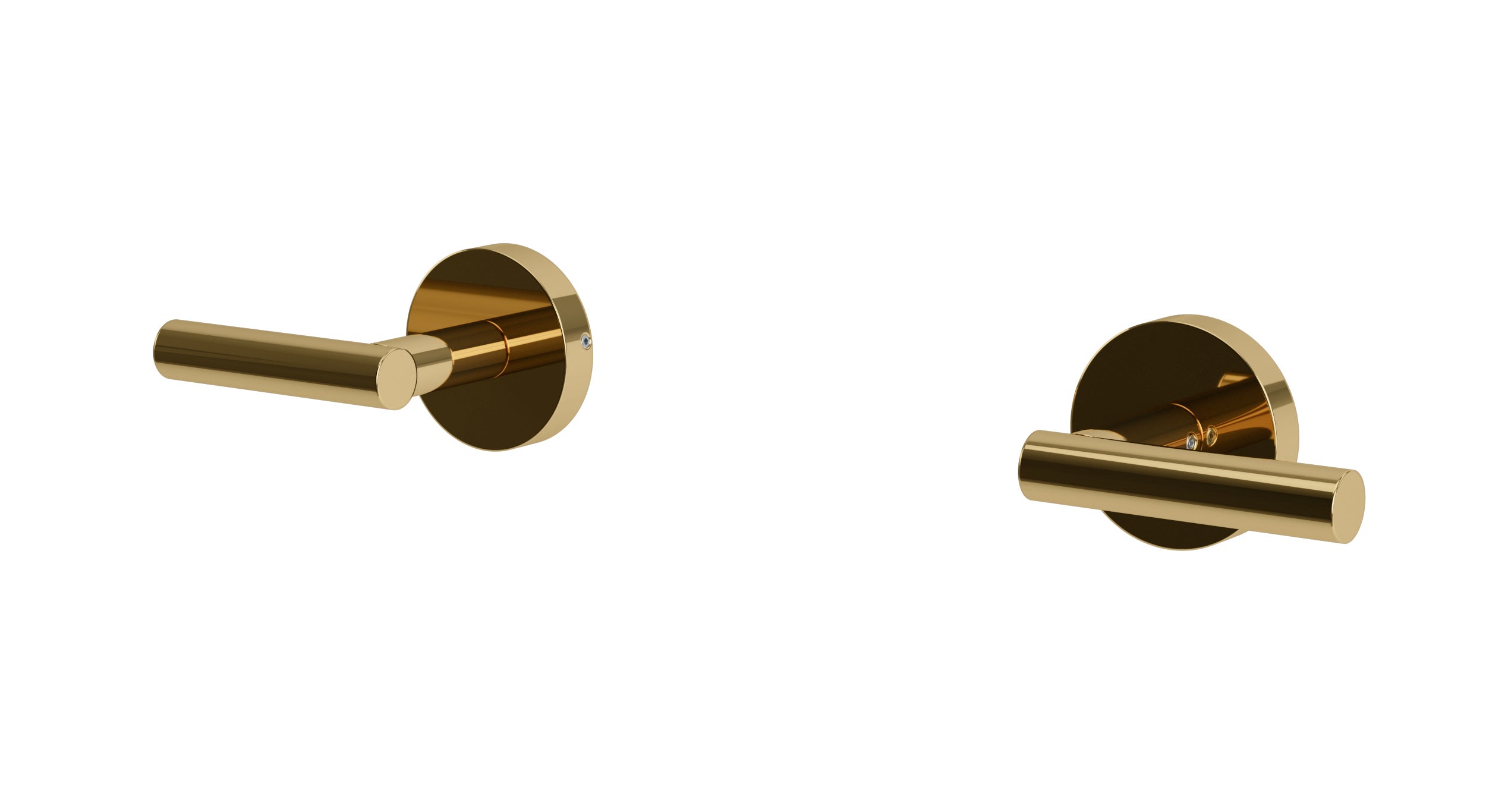 Contour Two Handle Wall Mount Bath Trim with Soft Lever Handles in Polished Brass