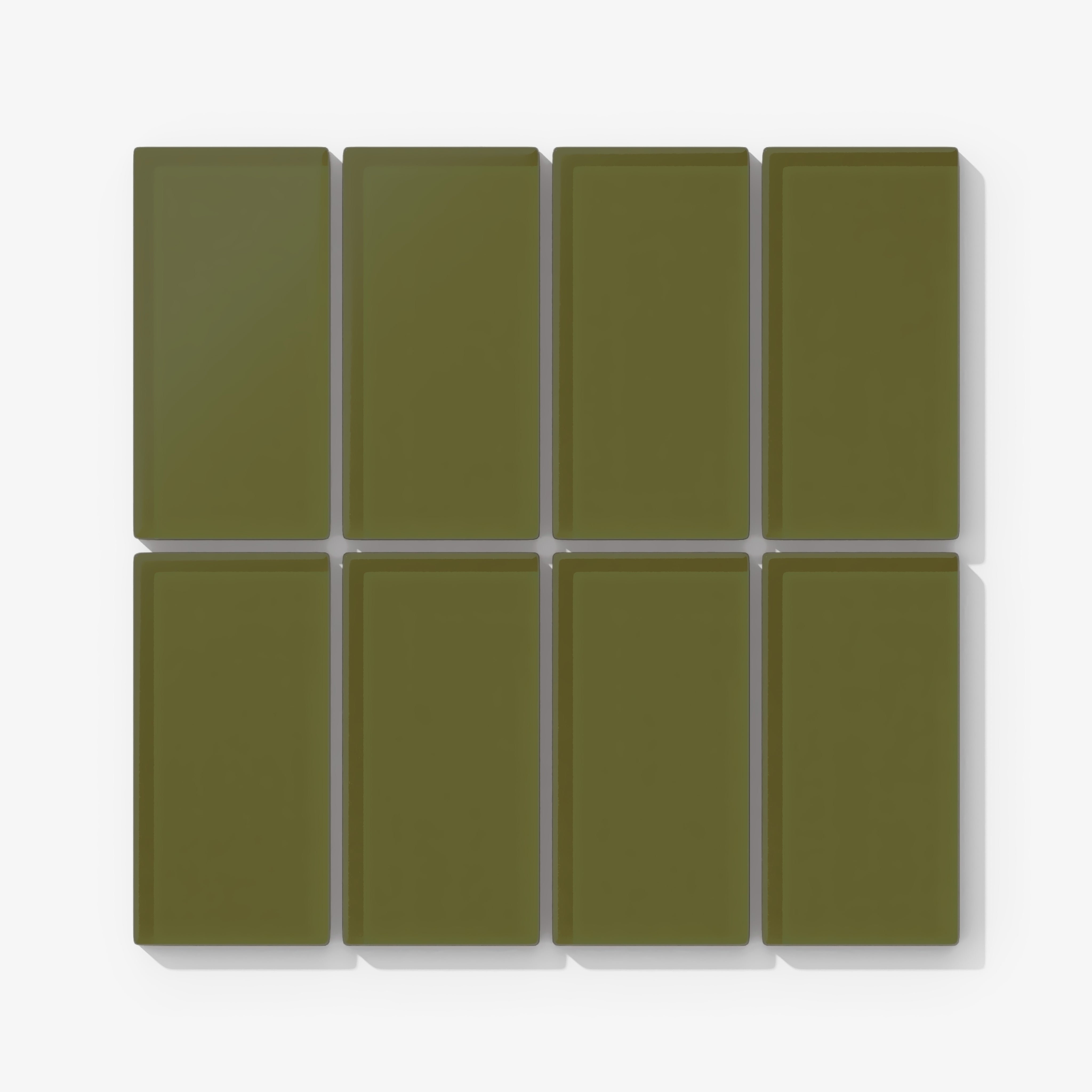 2x4 Straight Set Sheeted Glass Mosaic Tile in Cormorant Matte