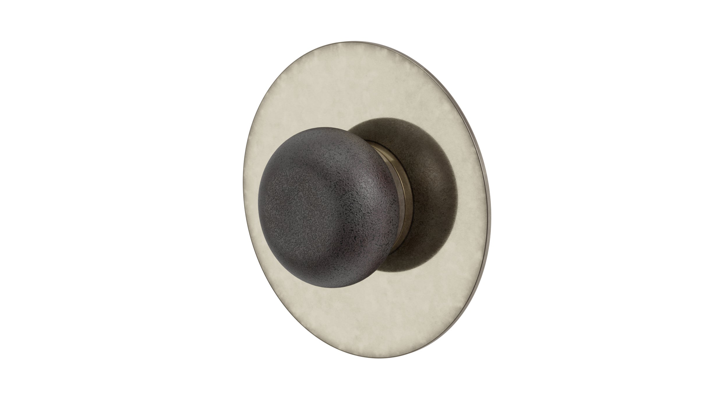 Foundry One Handle Wall Mount Shower Trim with Pebble Ceramic Knob Handle in French Nickel