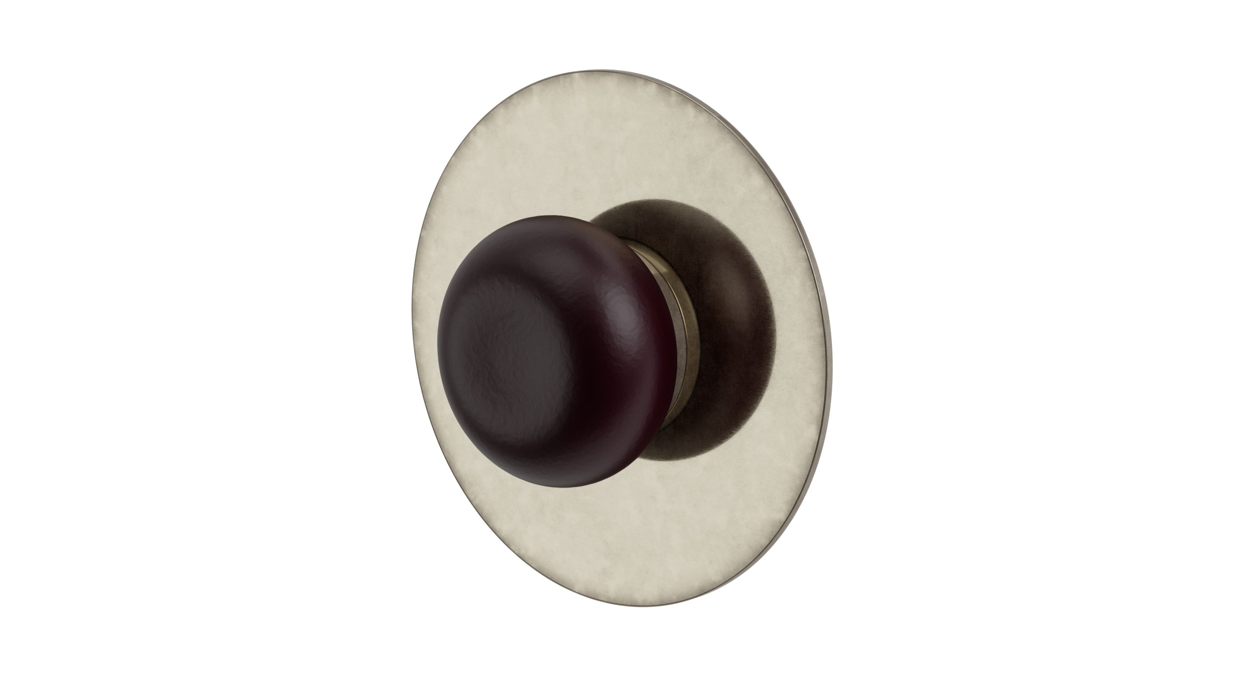 Foundry One Handle Wall Mount Shower Trim with Pebble Ceramic Knob Handle in French Nickel