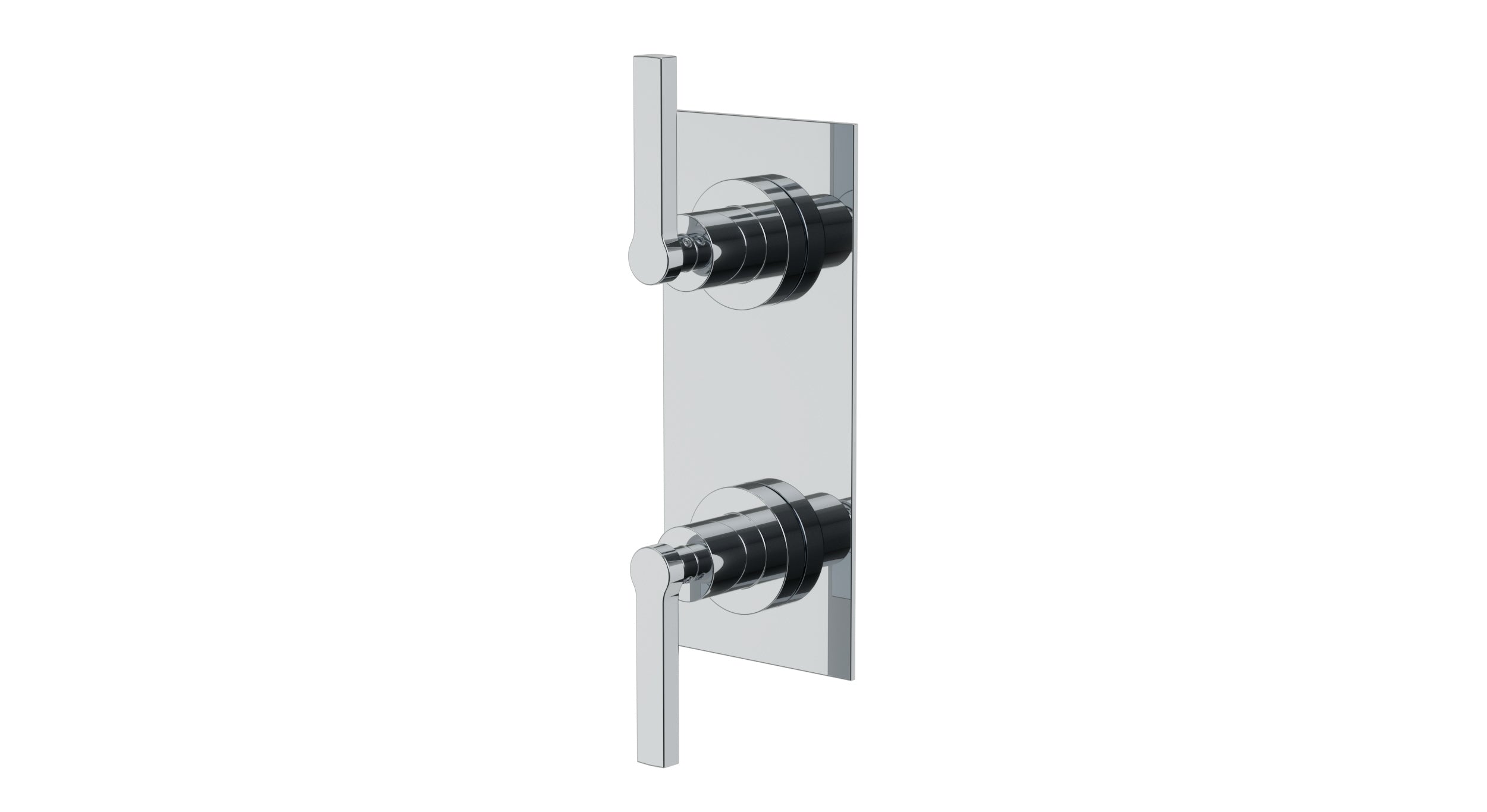 Flatiron Two Handle Wall Mount Shower Trim with Linear Lever Handles in Polished Chrome