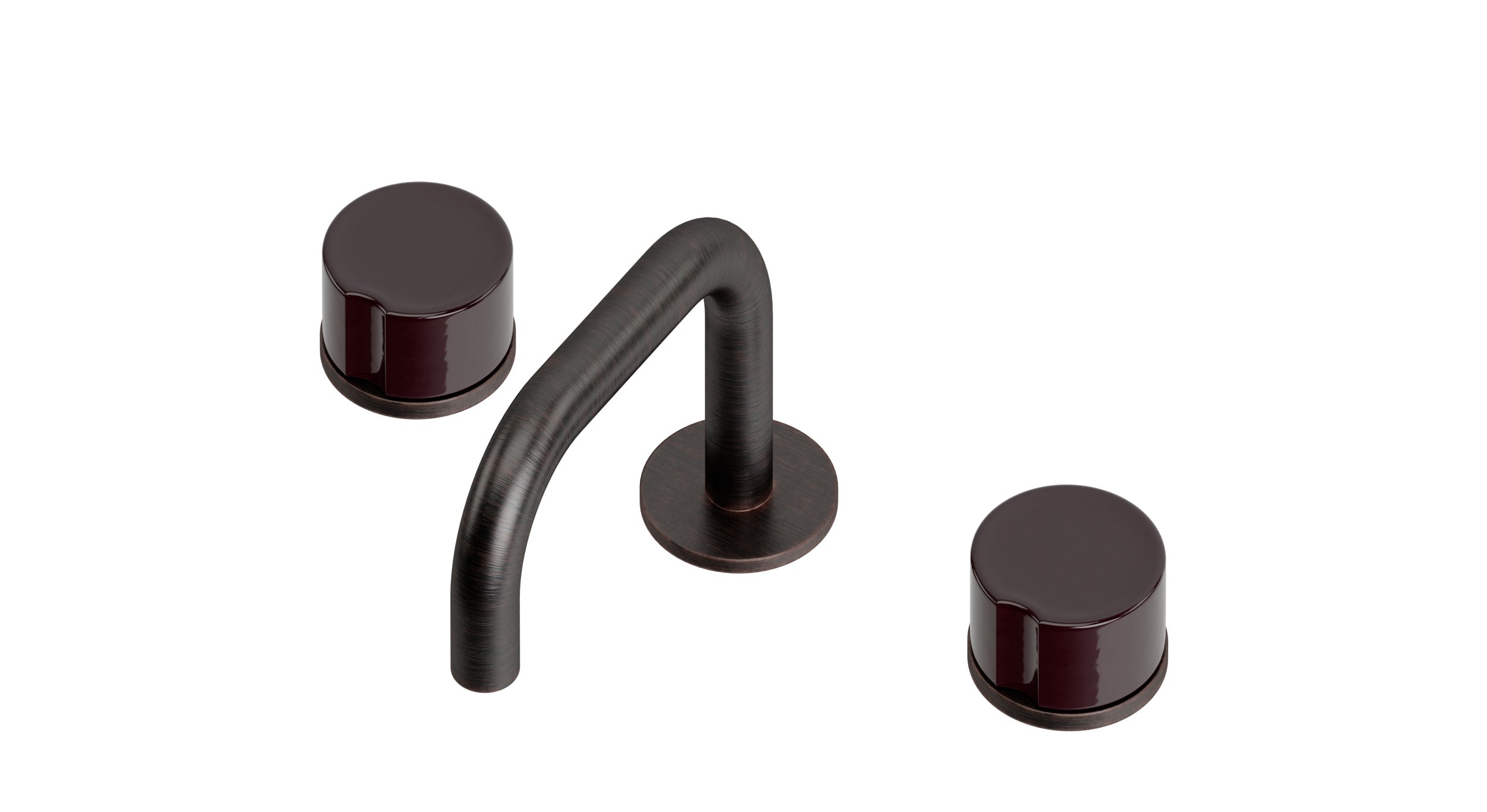 Foundry Two Handle Deck Mount Squaretop Lavatory Faucet with Groove Ceramic Knob Handles in Antique Bronze