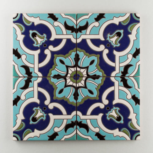 8x8 Handpainted Tile Liva C in Cool Motif