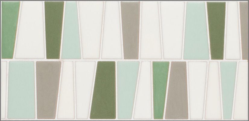 6x12 Handpainted Tile River Rock in Green Motif