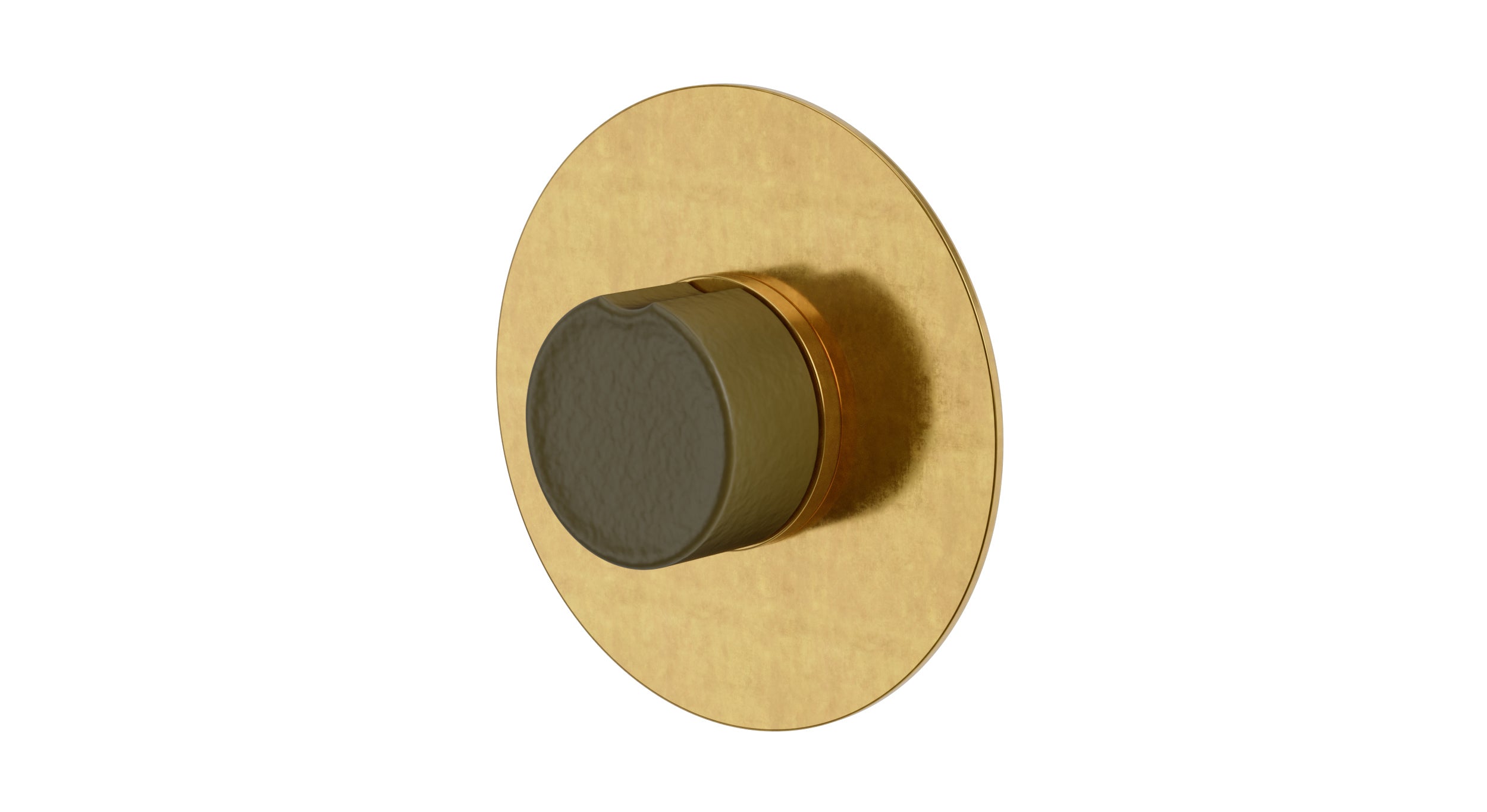 Foundry One Handle Wall Mount Shower Trim with Groove Ceramic Knob Handle in French Brass