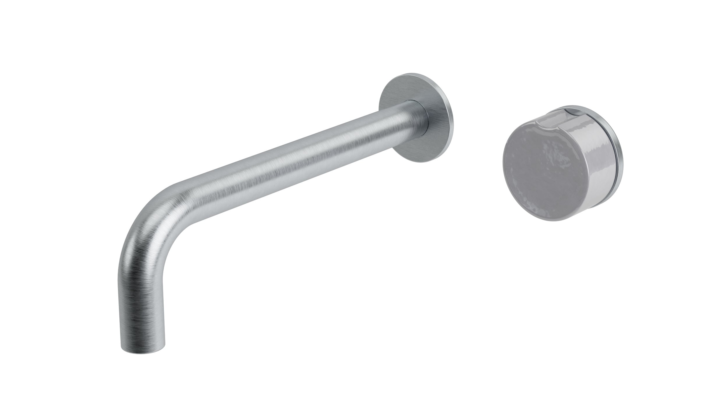 Foundry One Handle Wall Mount 7.5" Lavatory Faucet with Groove Ceramic Knob Handle in Satin Chrome