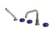 Foundry Three Handle Deck Mount Squaretop Bath Trim with Hand Shower and Pebble Ceramic Knob Handles in French Nickel