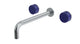 Foundry Two Handle Wall Mount 10" Lavatory Faucet with Groove Ceramic Knob Handles in Satin Chrome
