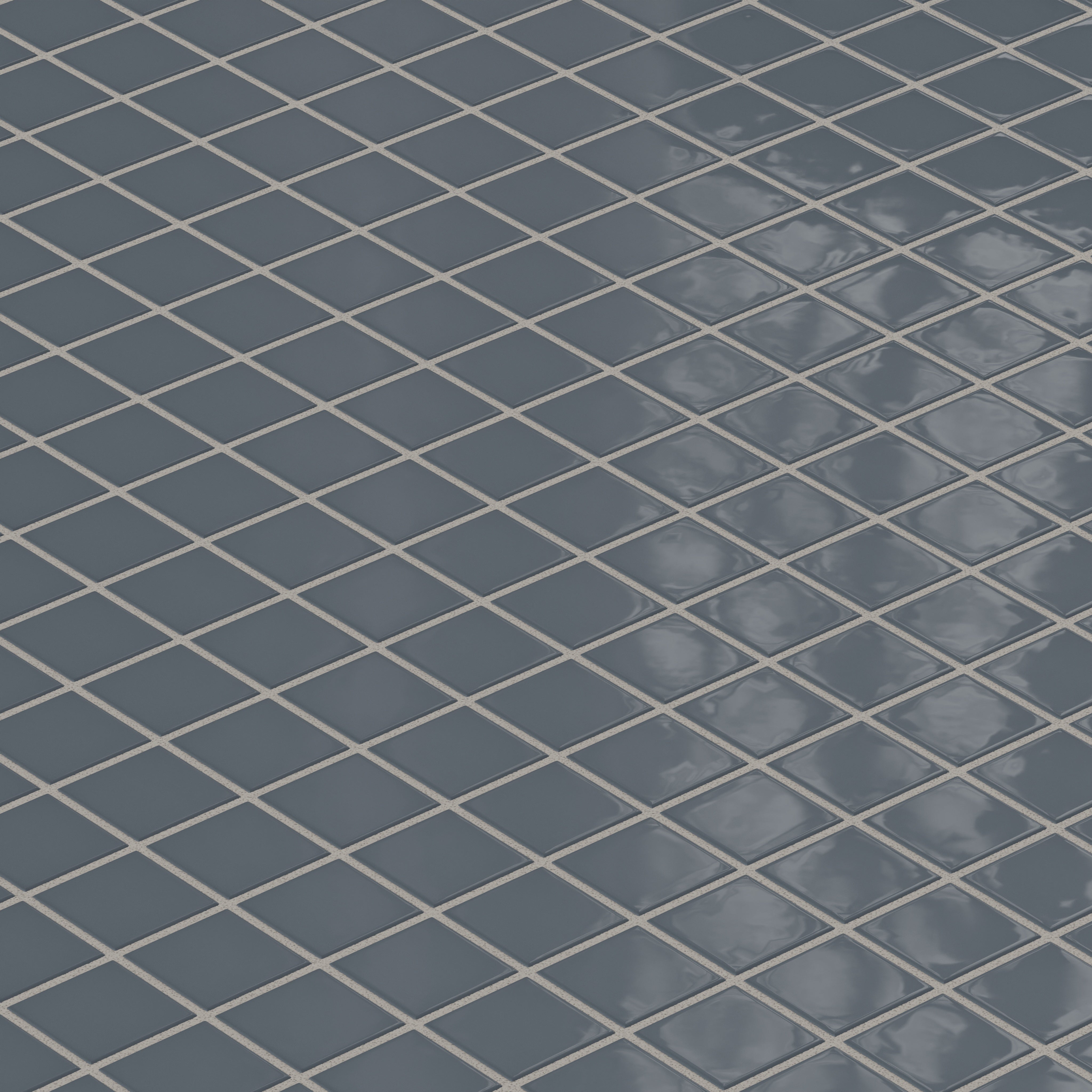 2x2 Straight Set Sheeted Natural Press Ceramic Mosaic Tile in Indigo Gloss