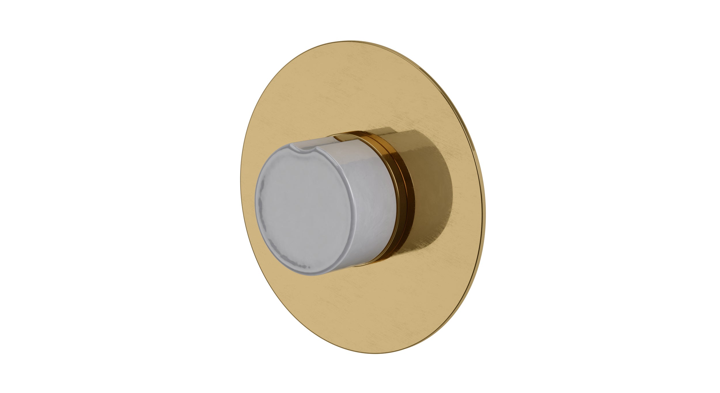 Foundry One Handle Wall Mount Shower Trim with Groove Ceramic Knob Handle in Uncoated Polished Brass