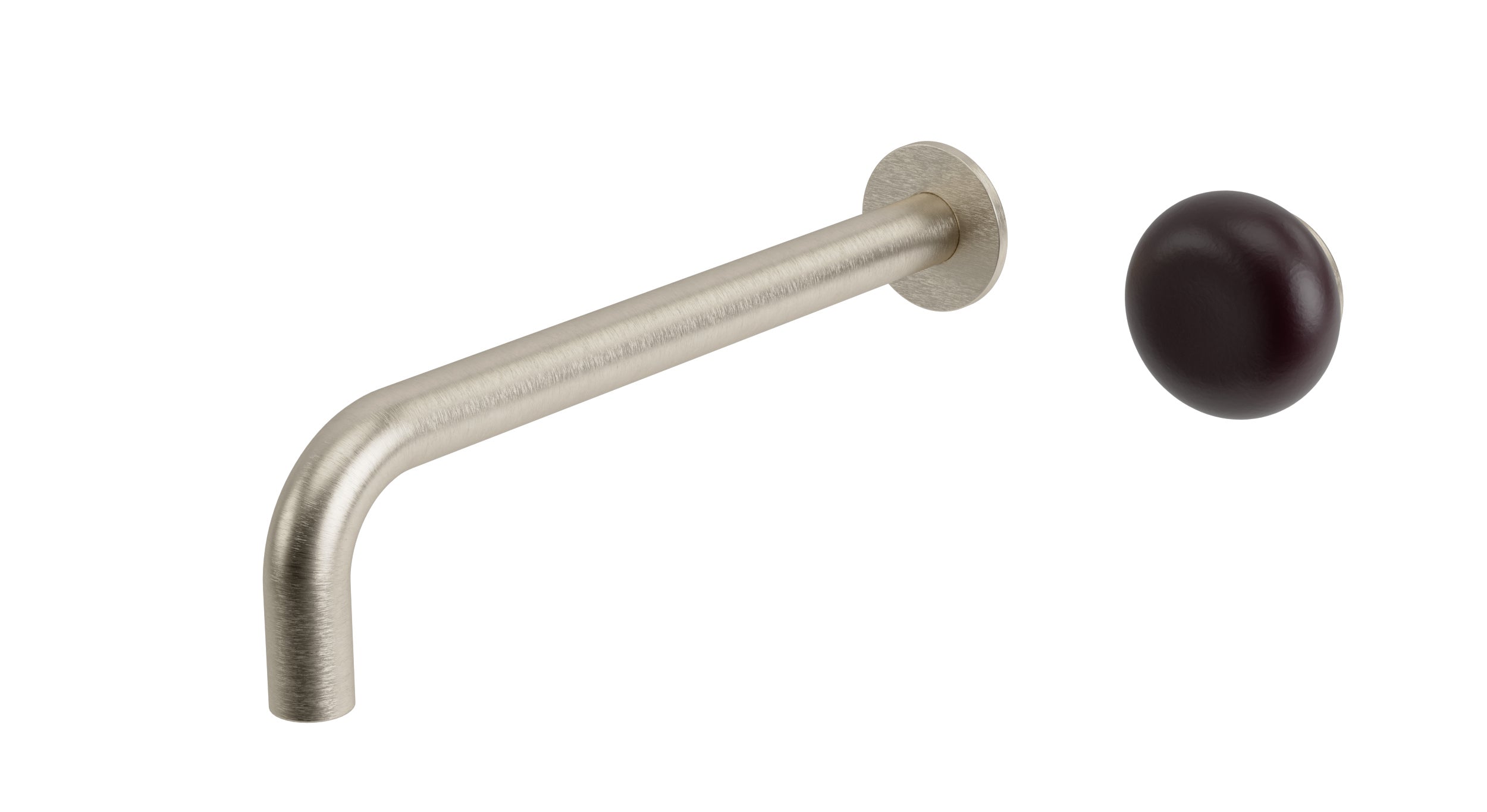 Foundry One Handle Wall Mount 10" Lavatory Faucet with Pebble Ceramic Knob Handle in Satin Nickel