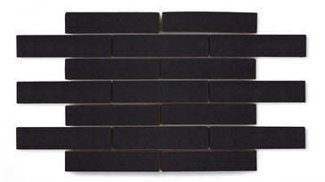 1x4 Half Offset Sheeted Original Ceramic Mosaic Tile in Raven Matte