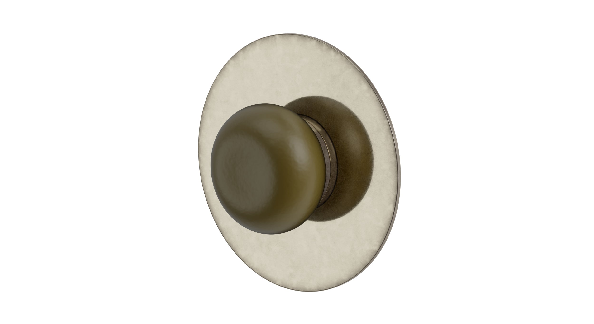 Foundry One Handle Wall Mount Shower Trim with Pebble Ceramic Knob Handle in French Nickel