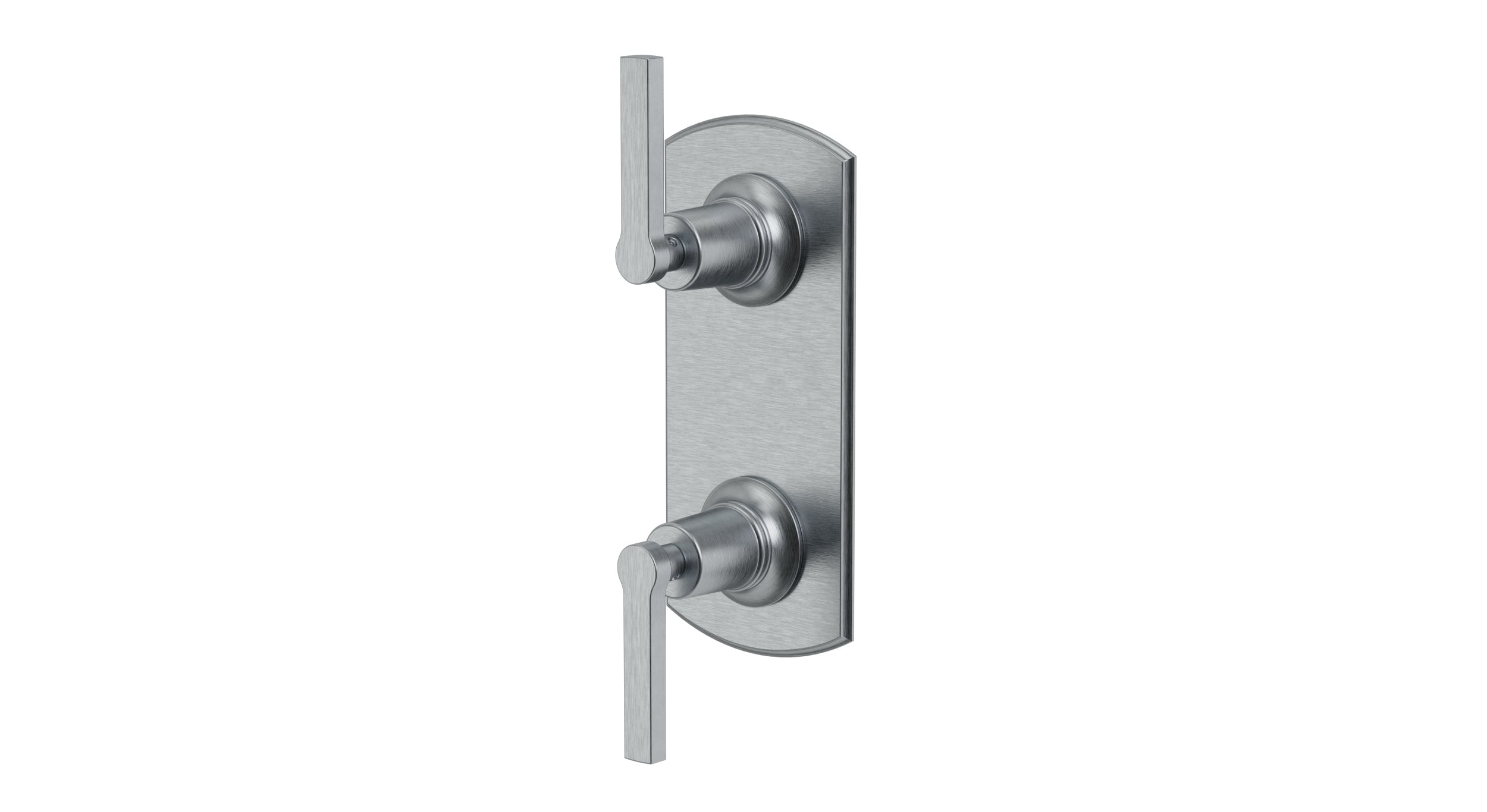 Emerson Two Handle Wall Mount Shower Trim with Classic Lever Handles in Satin Chrome