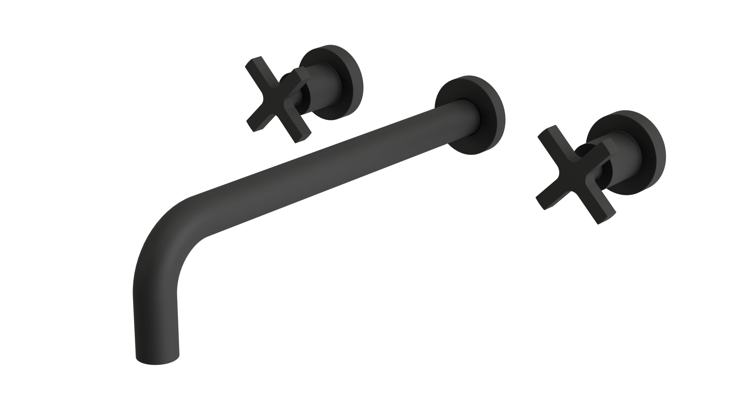 Flatiron Two Handle Wall Mount 12" Lavatory Faucet with Linear Cross Handles in Matte Black