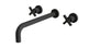 Flatiron Two Handle Wall Mount 12" Lavatory Faucet with Linear Cross Handles in Matte Black