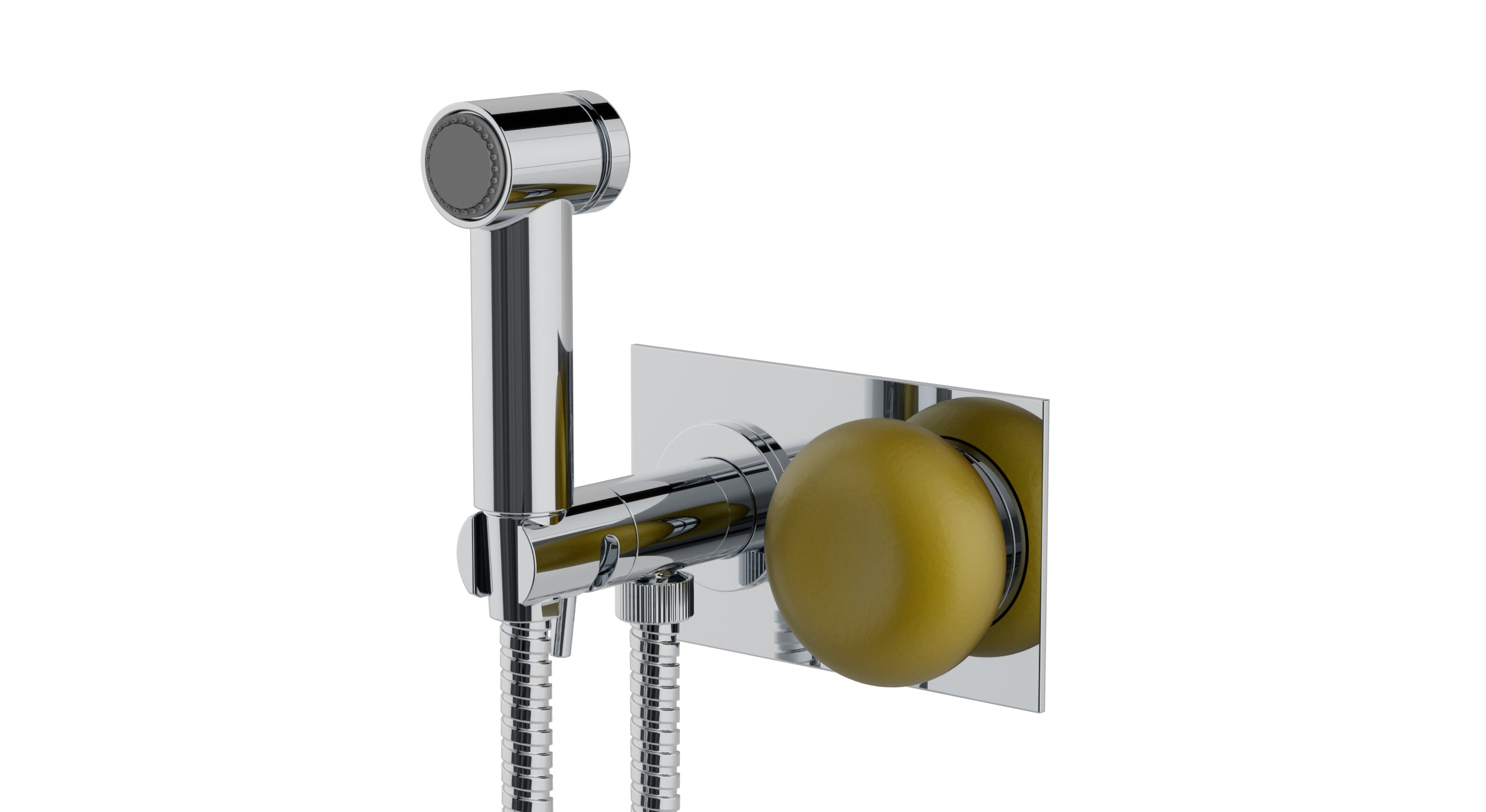 Foundry One Handle Wall Mount Bidet Trim with Pebble Ceramic Knob Handle in Polished Chrome