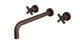 Flatiron Two Handle Wall Mount 12" Lavatory Faucet with Linear Cross Handles in Architectural Copper
