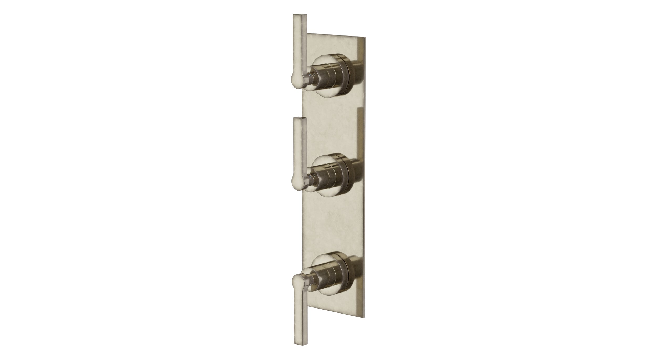 Flatiron Three Handle Wall Mount Shower Trim with Linear Lever Handles in French Nickel