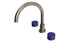 Foundry Two Handle Deck Mount Gooseneck Bath Trim with Groove Ceramic Knob Handles in Antique Nickel