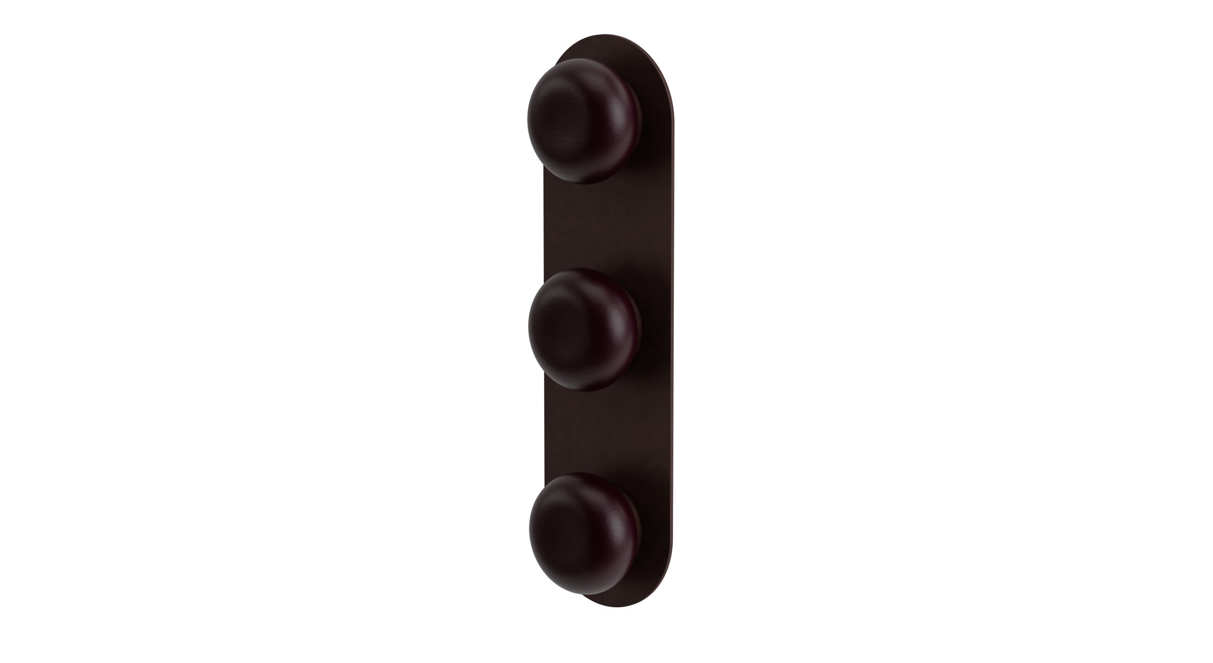 Foundry Three Handle Wall Mount Shower Trim with Pebble Ceramic Knob Handles in Architectural Copper