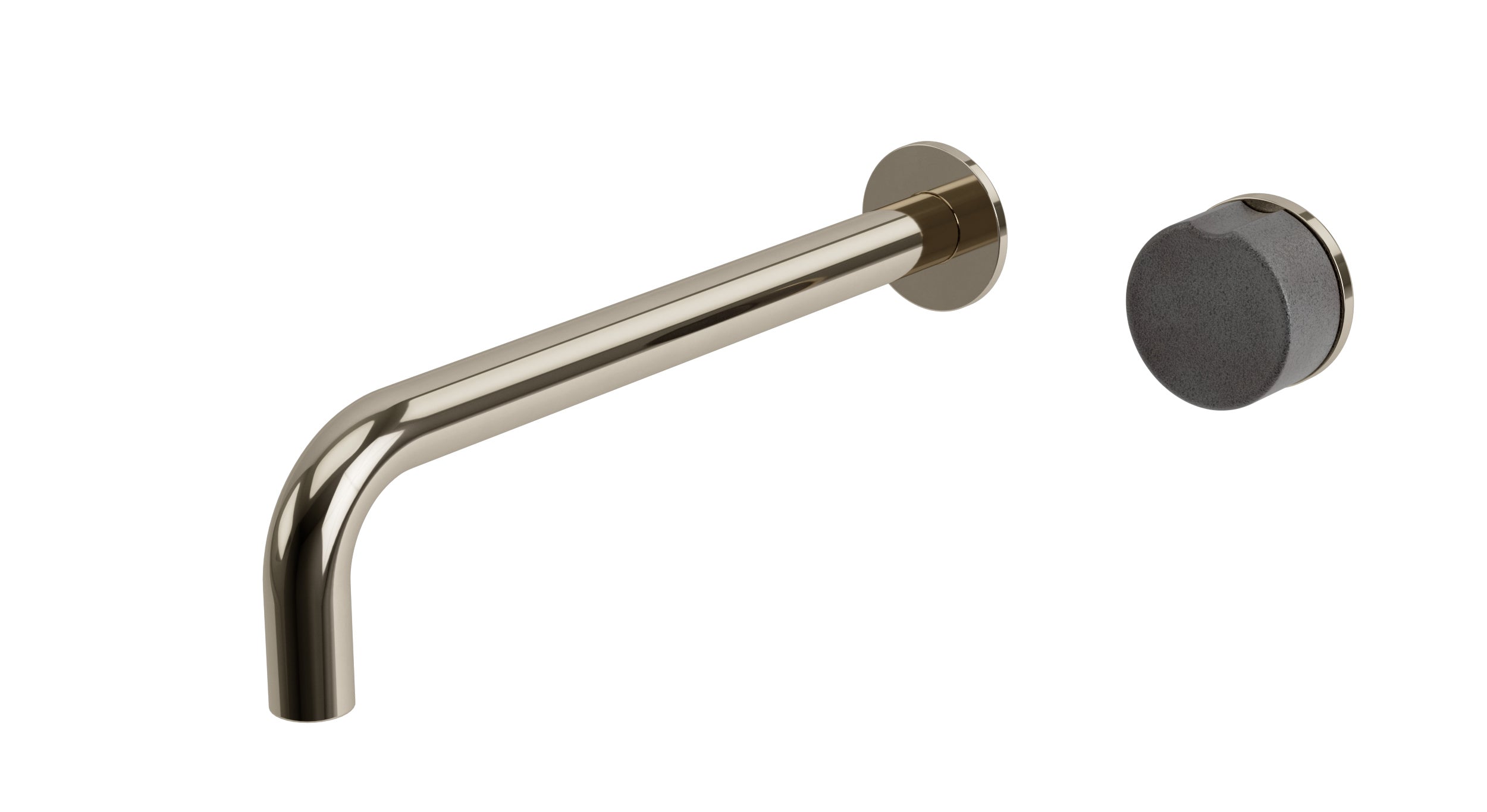Foundry One Handle Wall Mount 10" Lavatory Faucet with Groove Ceramic Knob Handle in Polished Nickel