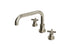 Flatiron Two Handle Deck Mount Squaretop Bath Trim with Linear Cross Handles in French Nickel