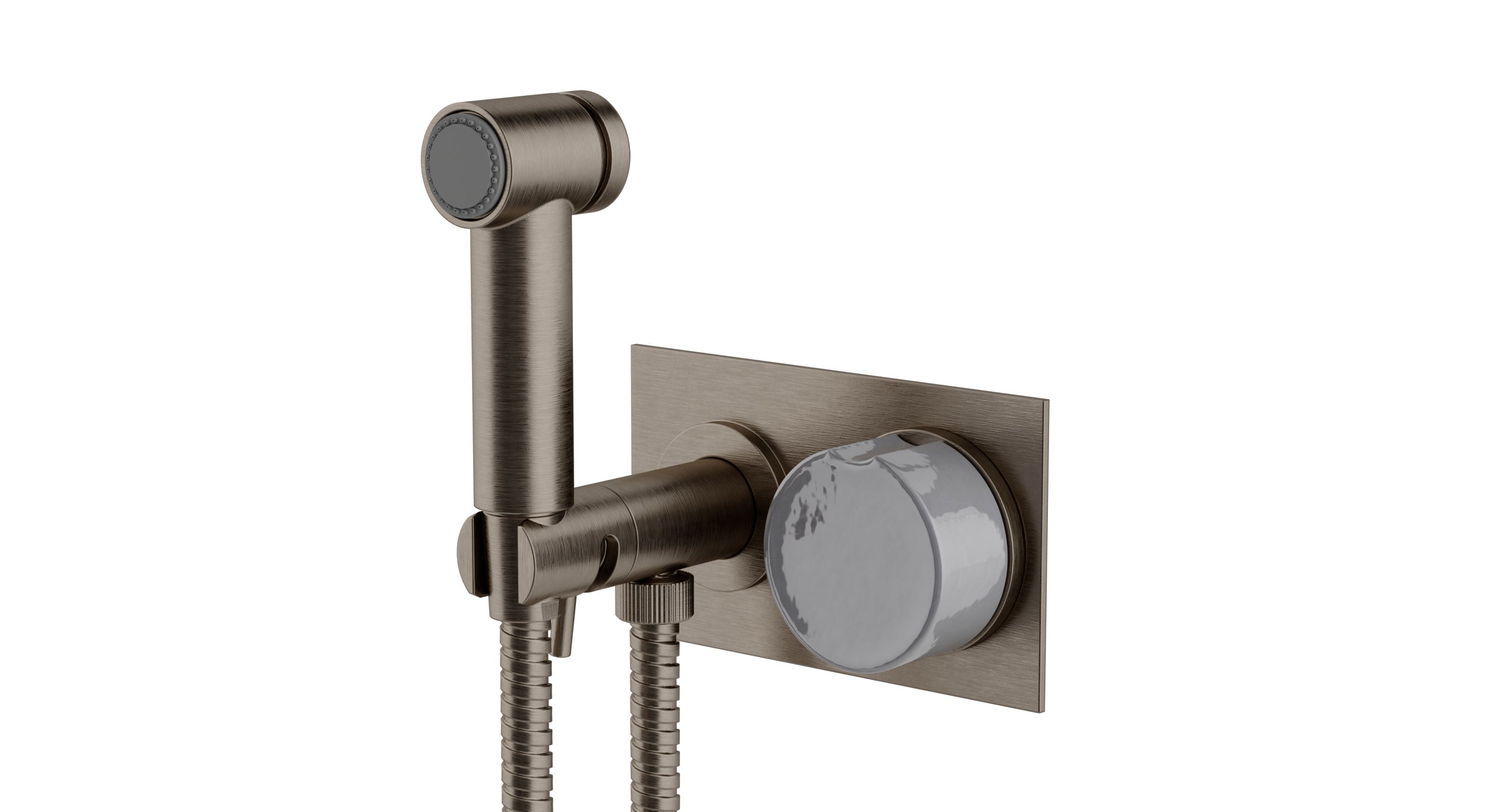 Foundry One Handle Wall Mount Bidet Trim with Groove Ceramic Knob Handle in Antique Nickel