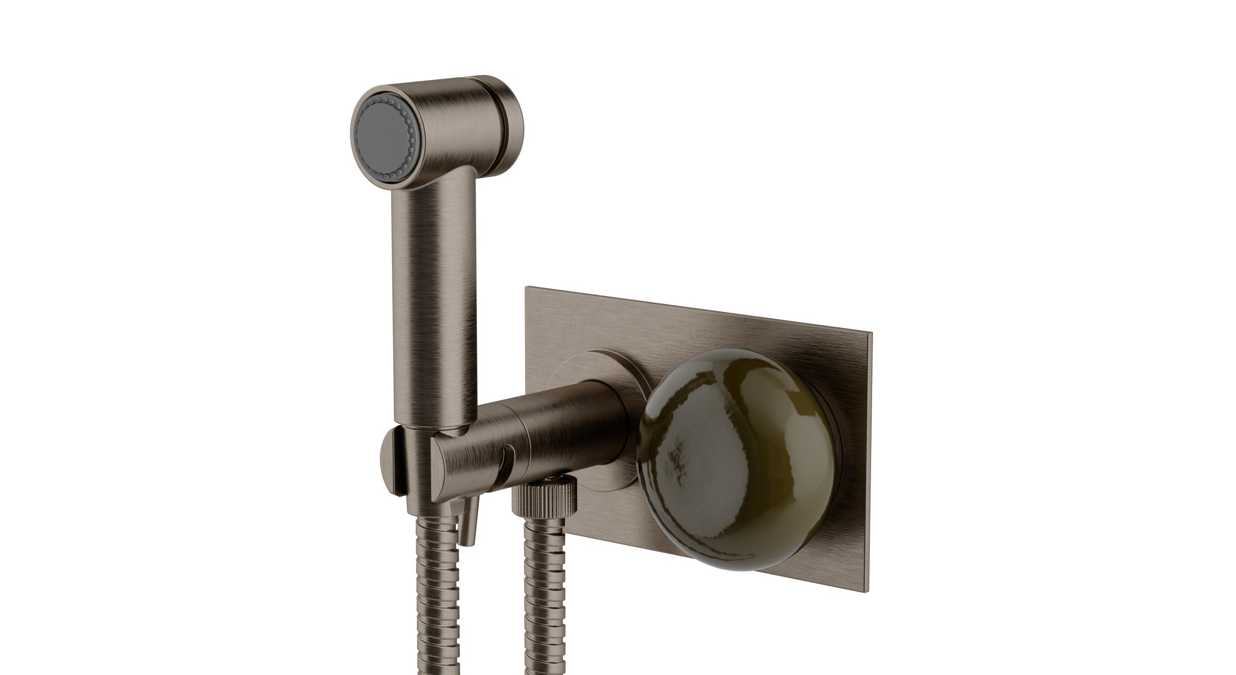 Foundry One Handle Wall Mount Bidet Trim with Pebble Ceramic Knob Handle in Antique Nickel