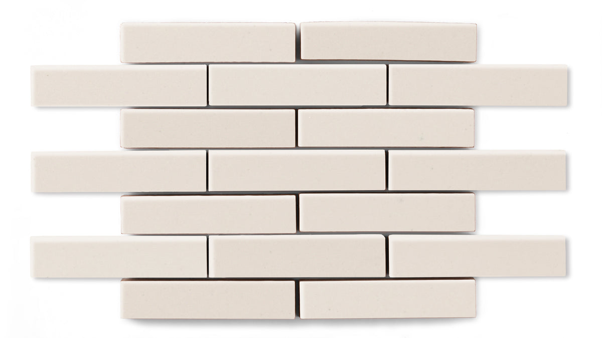 Ivory 1x4 Half Offset Sheeted Gloss Original Ceramic Tile