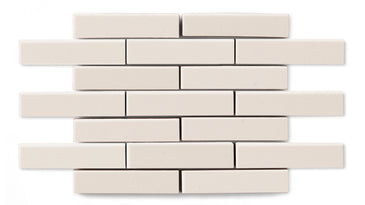 1x4 Half Offset Sheeted Original Ceramic Mosaic Tile in Ivory Gloss