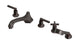 Emerson Three Handle Deck Mount Low Hexagon Bath Trim with Hand Shower and Classic Cross/Classic Lever Handles in Antique Bronze