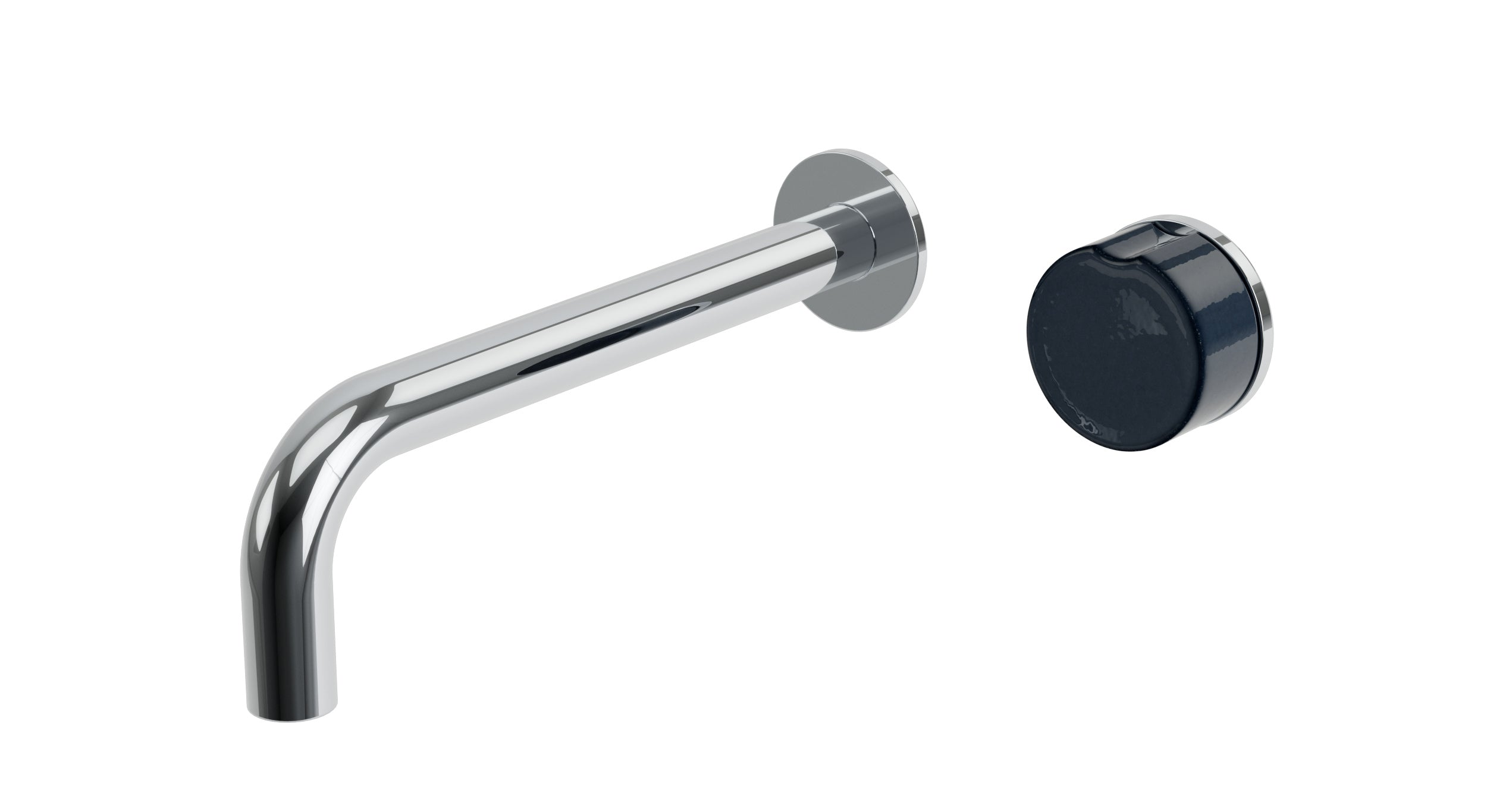 Foundry One Handle Wall Mount 7.5" Lavatory Faucet with Groove Ceramic Knob Handle in Polished Chrome