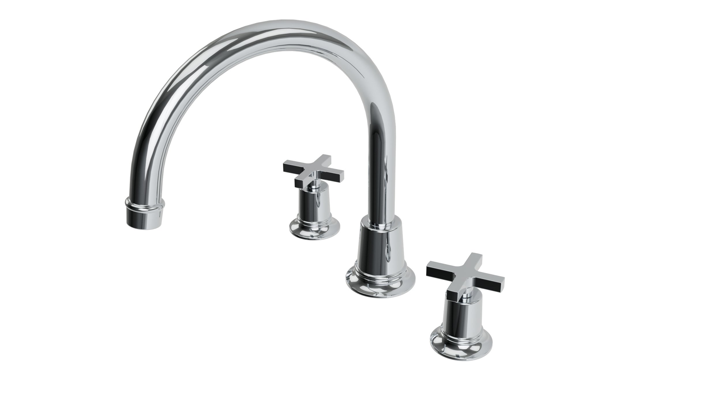 Emerson Two Handle Deck Mount Gooseneck Bath Trim with Classic Cross Handles