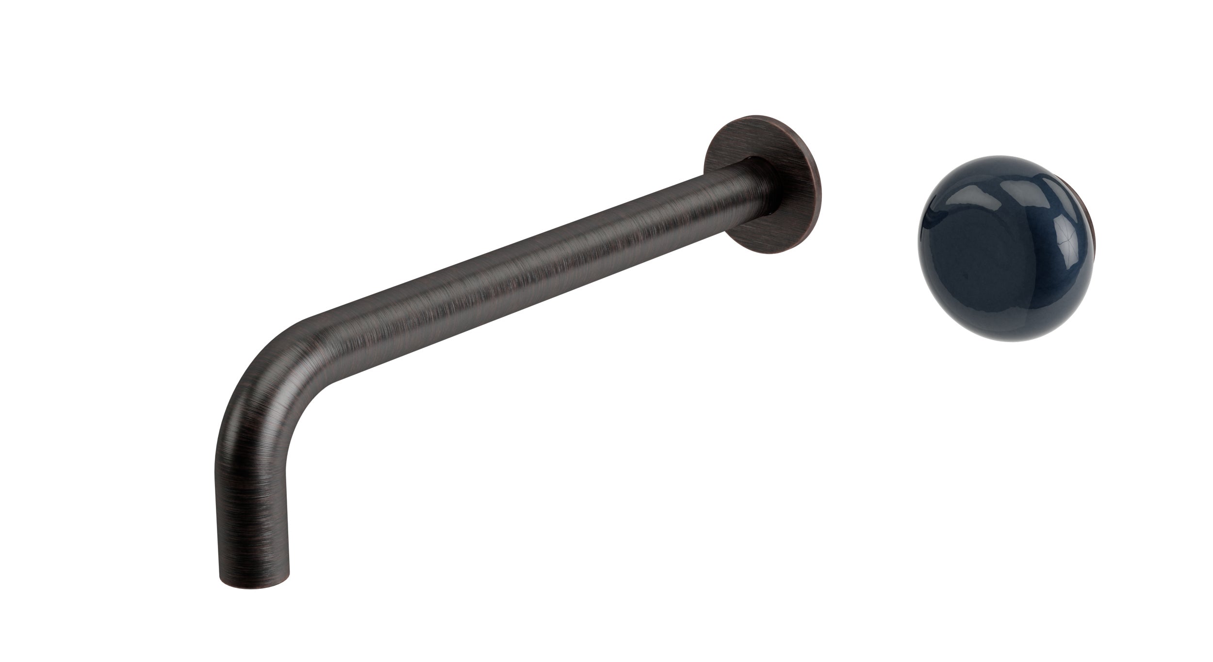 Foundry One Handle Wall Mount 10" Lavatory Faucet with Pebble Ceramic Knob Handle in Antique Bronze