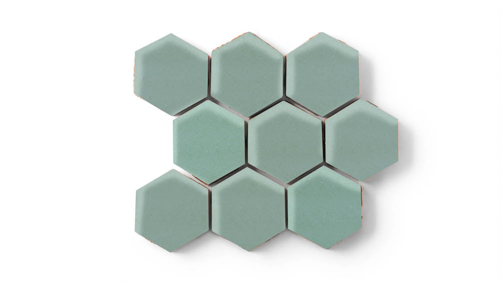 3" Hexagon Sheeted Original Ceramic Mosaic Tile in Amalfi Coast Matte