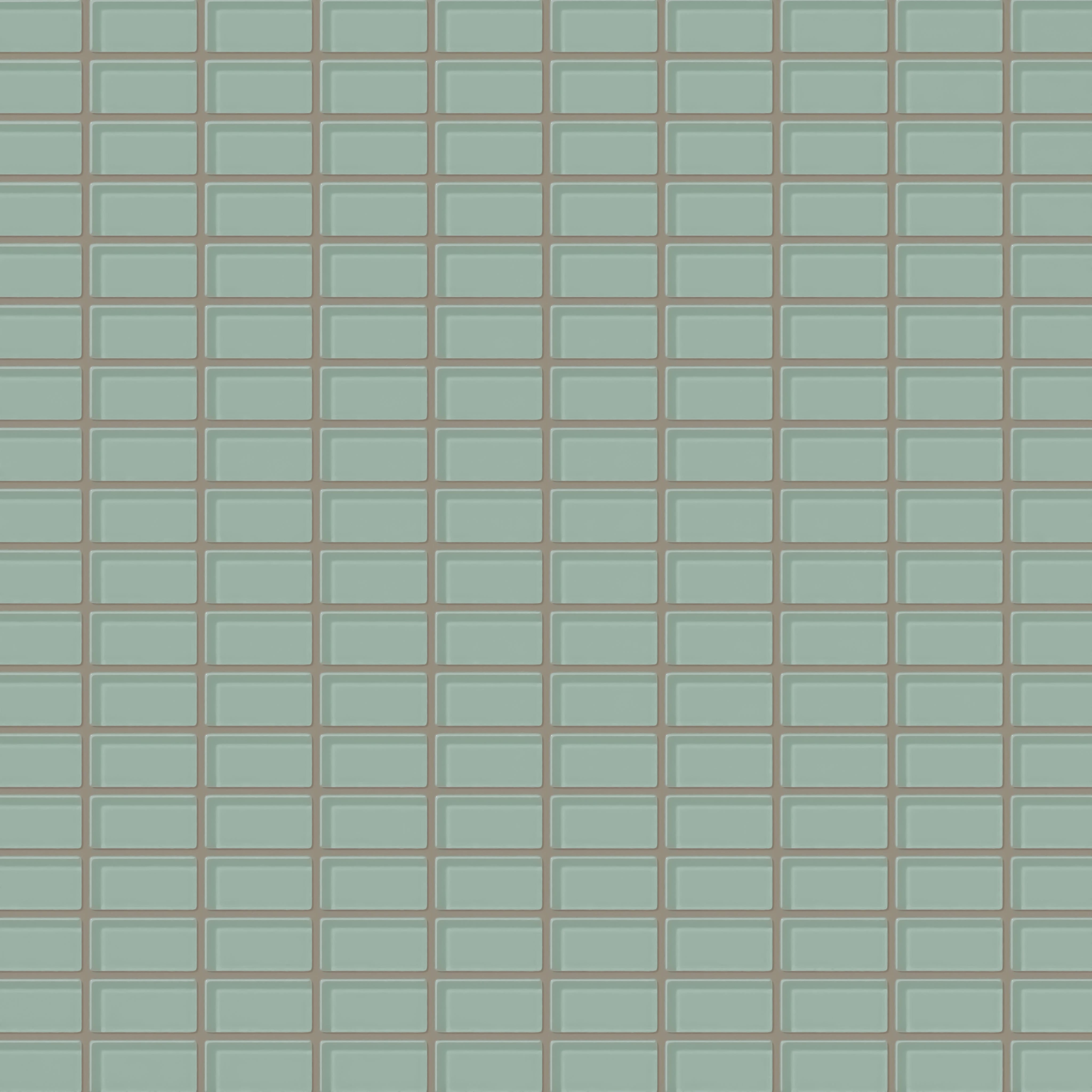 1x2 Straight Set Sheeted Glass Mosaic Tile in Kingfisher Gloss