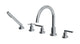 Flatiron Three Handle Deck Mount Gooseneck Bath Trim with Hand Shower and Linear Cross/Linear Lever Handles in Satin Chrome
