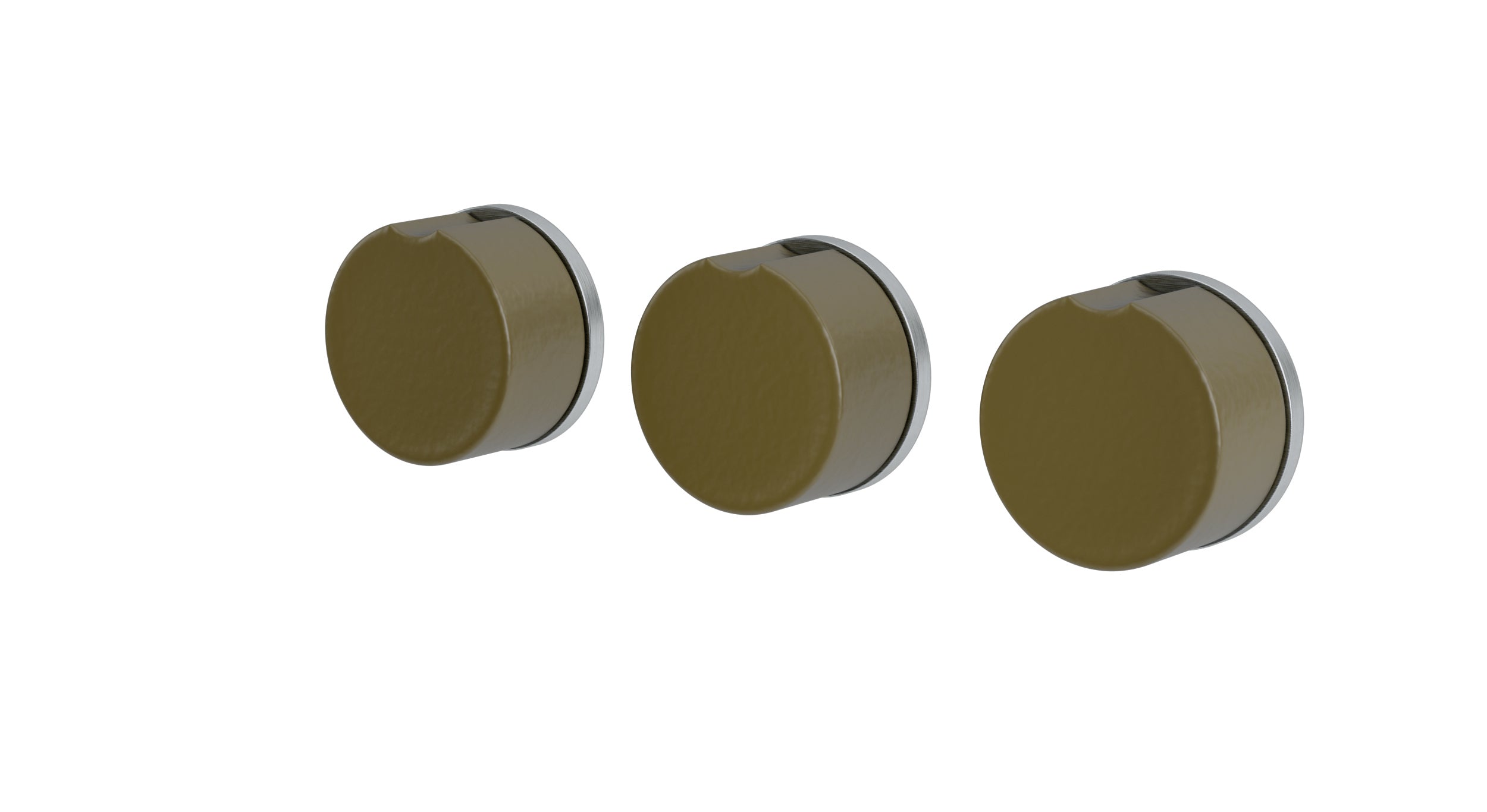 Foundry Three Handle Wall Mount Bath Trim with Diverter/Volume Control and Groove Ceramic Knob Handles in Satin Chrome