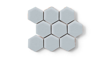 3" Hexagon Sheeted Original Ceramic Mosaic Tile in Crater Lake Matte