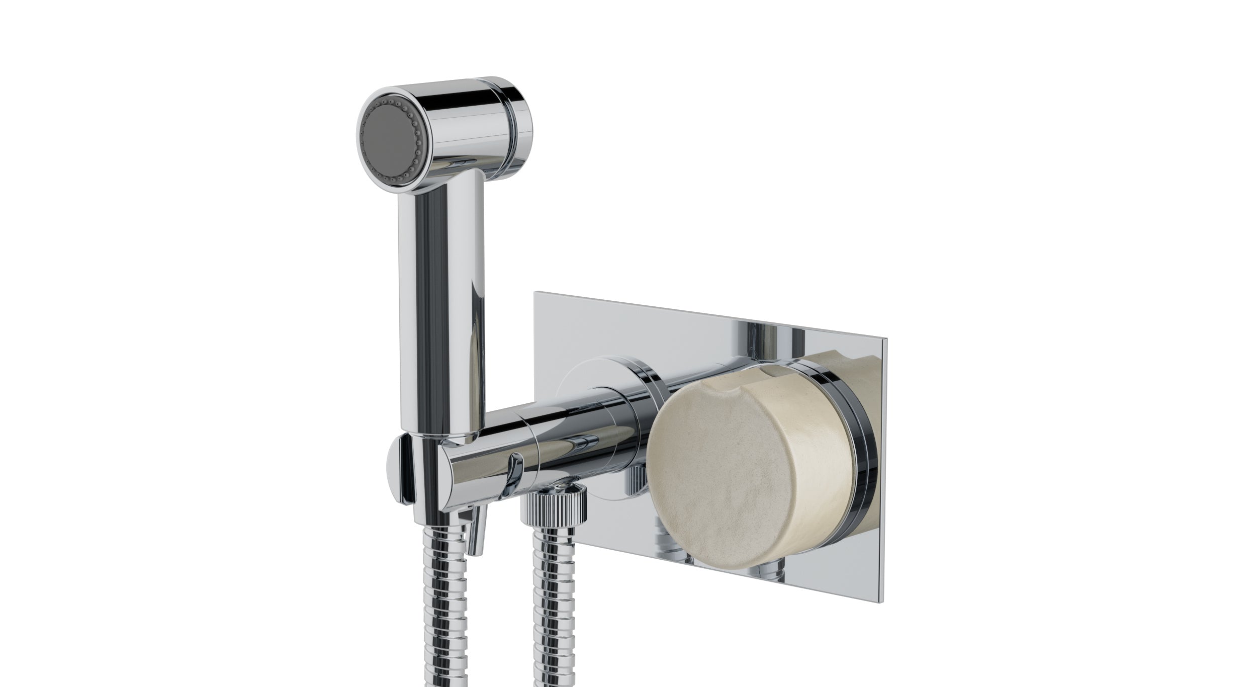 Foundry One Handle Wall Mount Bidet Trim with Groove Ceramic Knob Handle in Polished Chrome