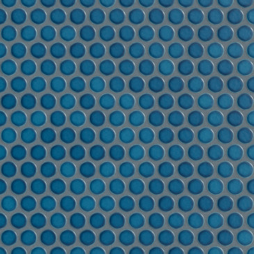 Penny Round Sheeted Original Ceramic Mosaic Tile in Adriatic Sea Gloss