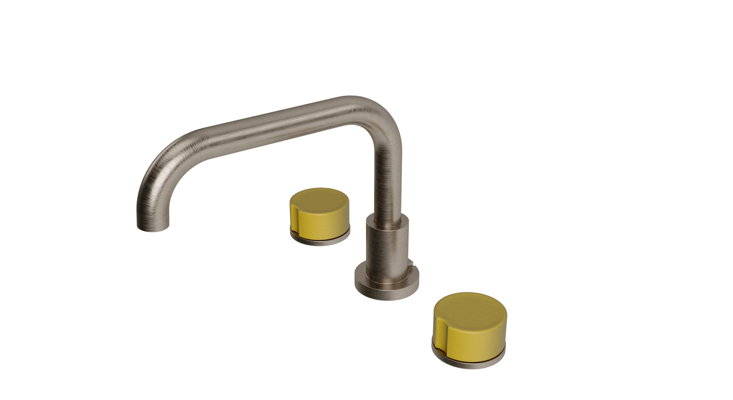 Foundry Two Handle Deck Mount Squaretop Bath Trim with Groove Ceramic Knob Handles in Antique Nickel