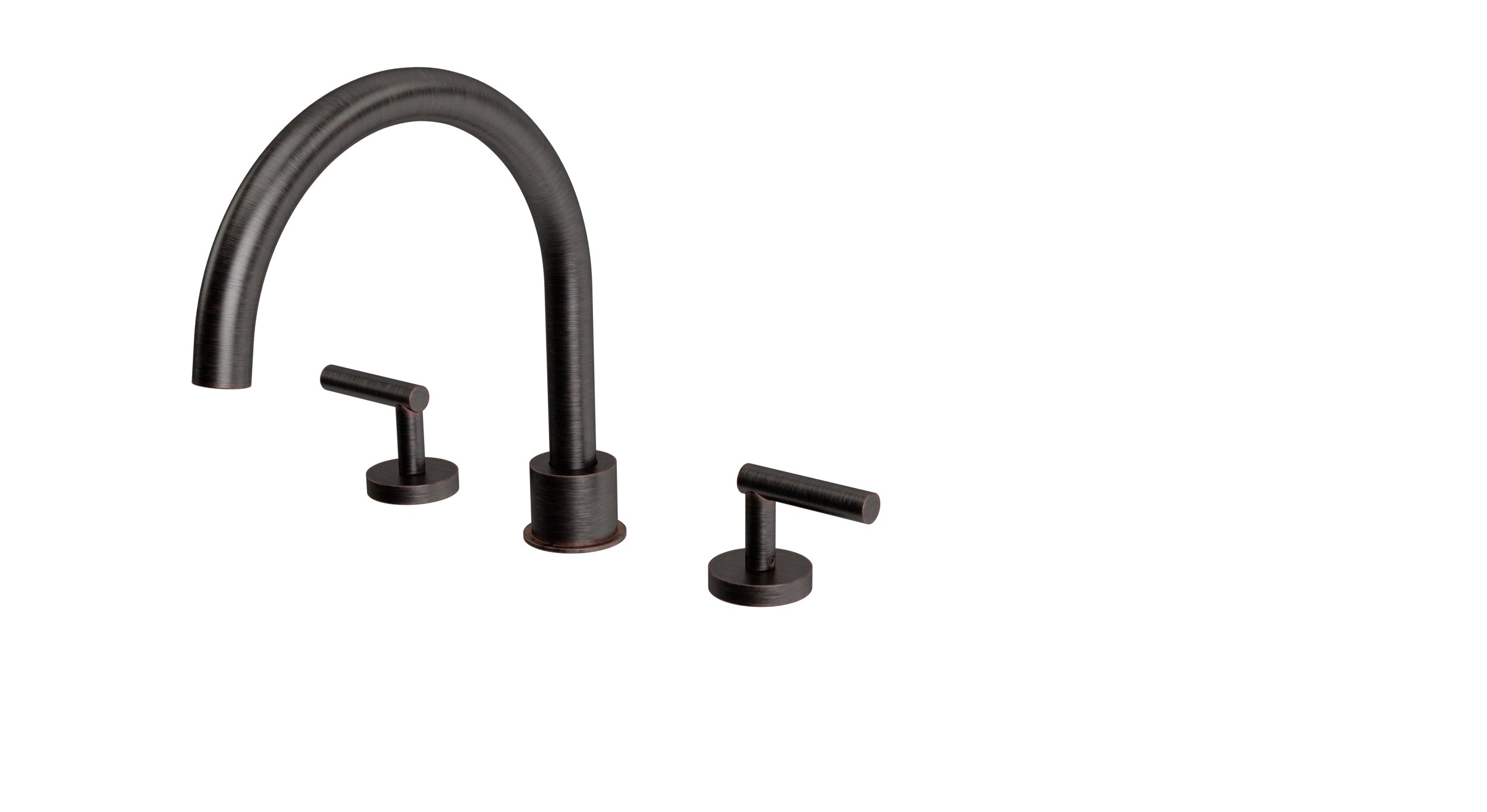 Contour Two Handle Deck Mount Gooseneck Bath Trim with Soft Lever Handles in Antique Bronze