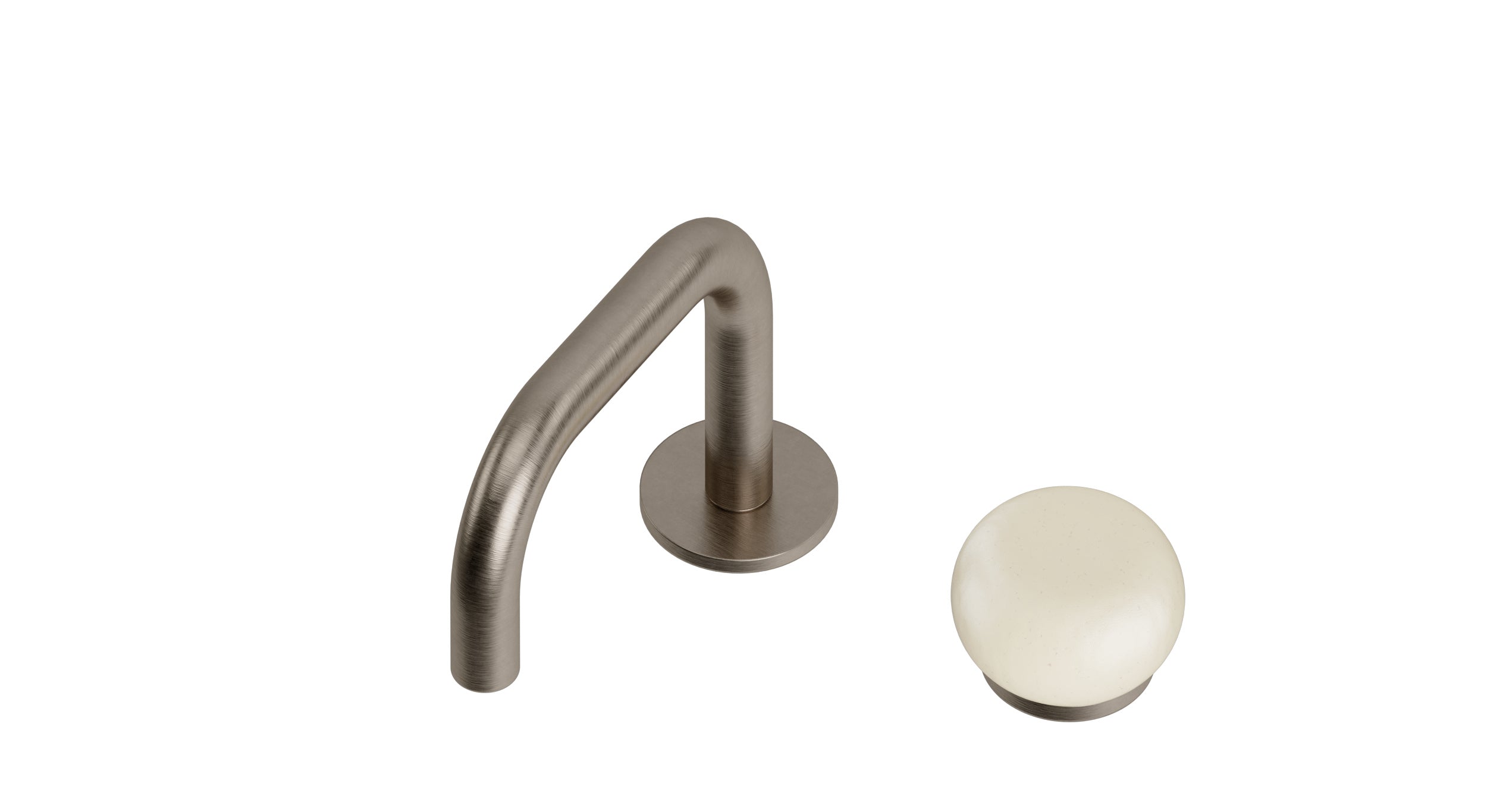 Foundry One Handle Deck Mount Squaretop Lavatory Faucet with Pebble Ceramic Knob Handle in Antique Nickel