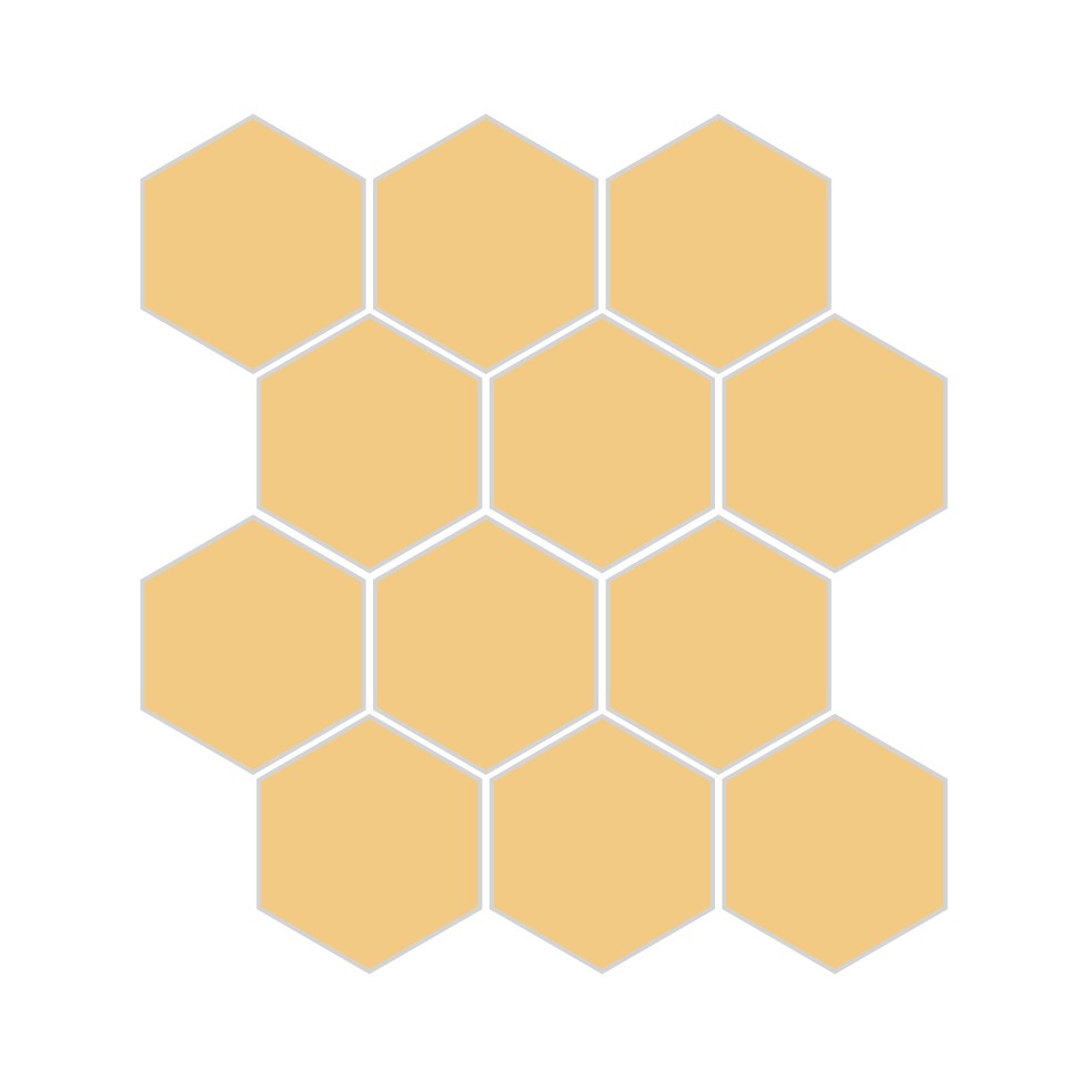 3" Hexagon Sheeted Original Ceramic Mosaic Tile in Haystack Matte