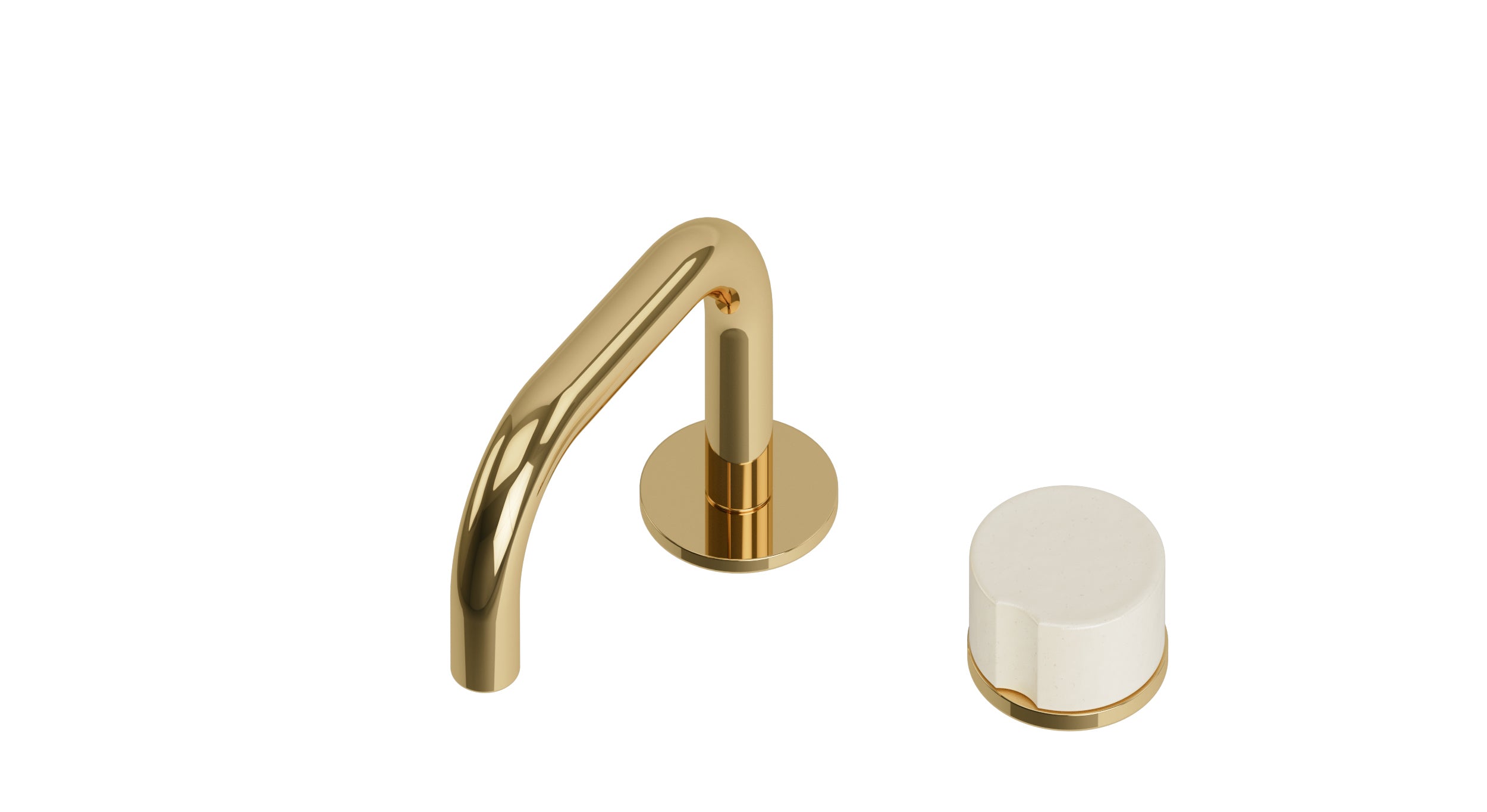 Foundry One Handle Deck Mount Squaretop Lavatory Faucet with Groove Ceramic Knob Handle in Polished Brass