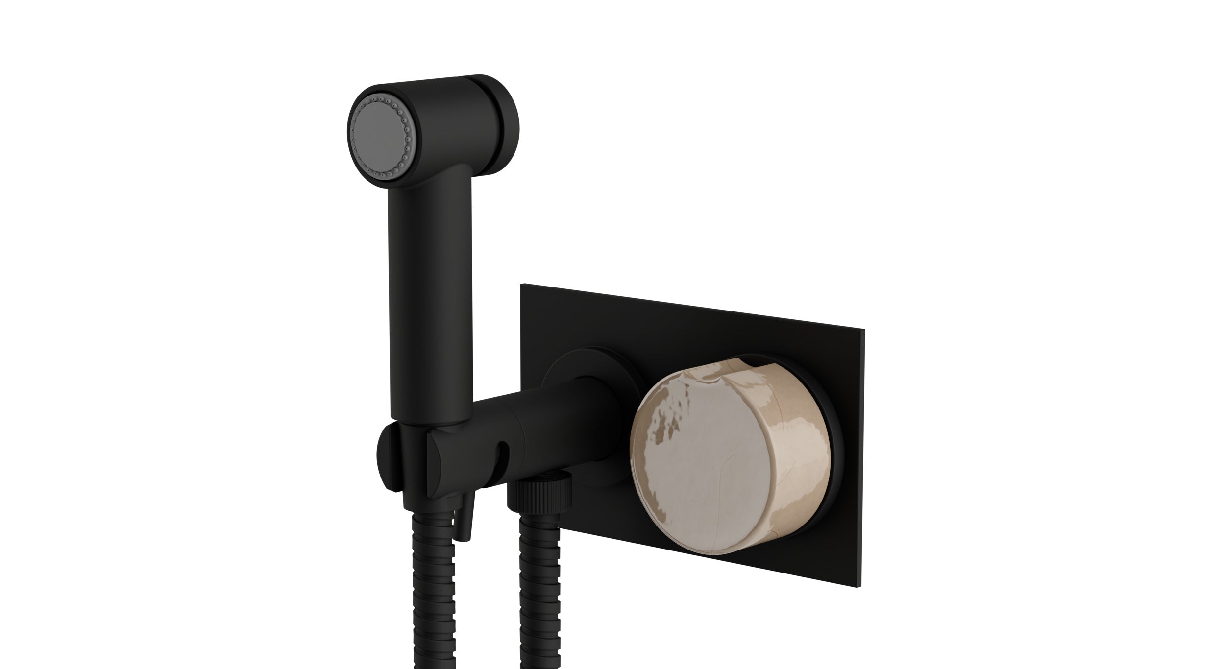 Foundry One Handle Wall Mount Bidet Trim with Groove Ceramic Knob Handle in Matte Black