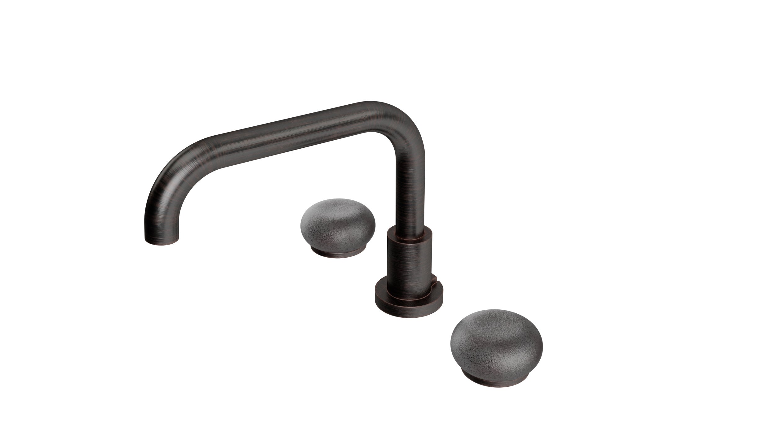 Foundry Two Handle Deck Mount Squaretop Bath Trim with Pebble Ceramic Knob Handles in Antique Bronze